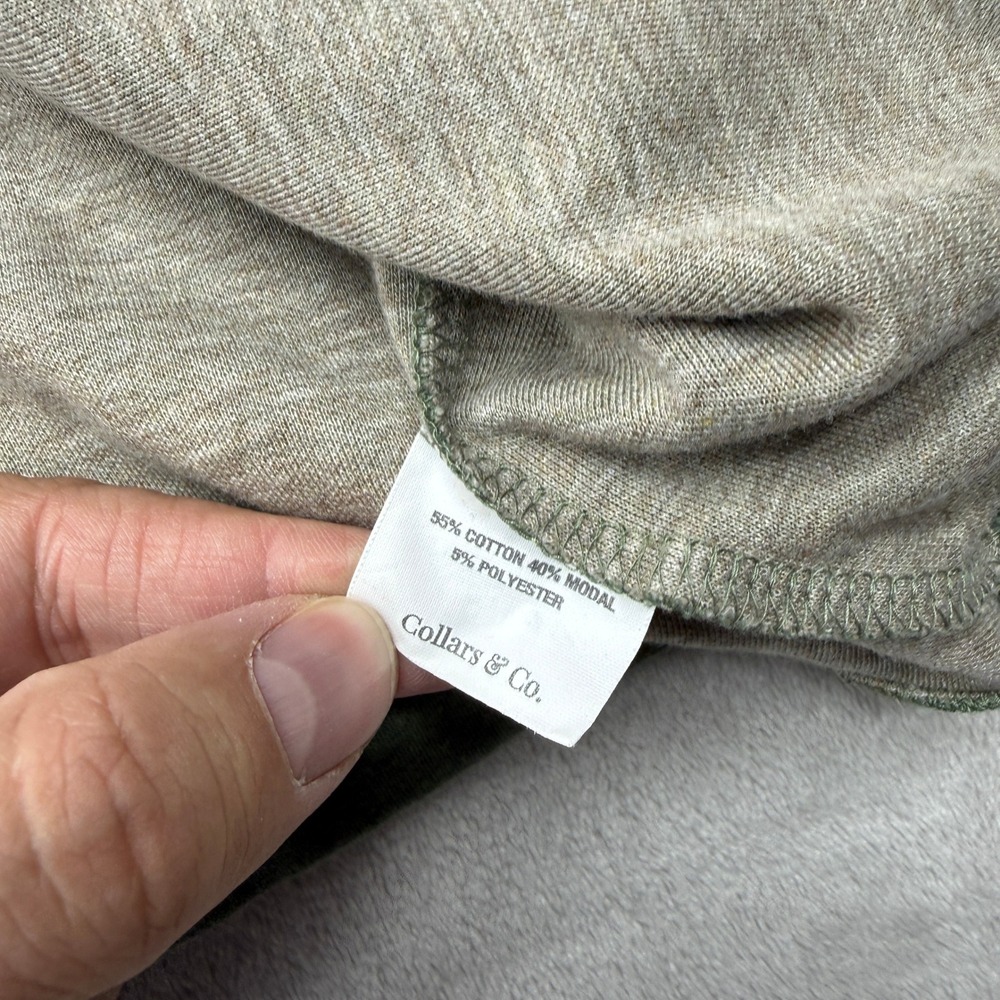 Collars & Co. Pullover Mens Large Green Heatered Cotton Quarter Zip Modal Blend - Picture 8 of 9